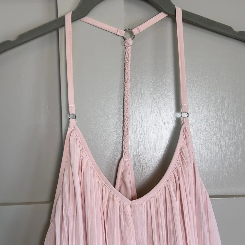 Abercrombie & Fitch Pleated Mini Dress Pink Strap Dress Size Medium - Picture 4 of 12